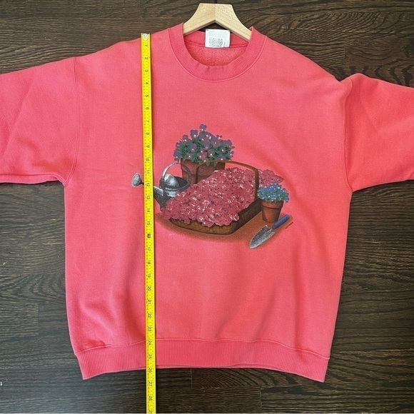 Women’s Vintage Lee Pink Gardening Floral Crewneck Sweatshirt Size Large - Picture 8 of 8